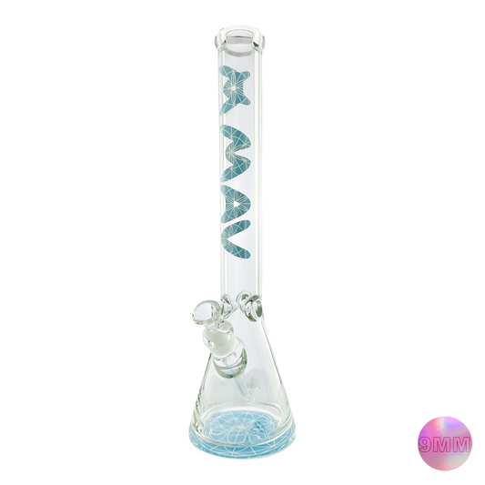 18" X 9mm Baby Blue Mandala Beaker Bong (Seed of Life)