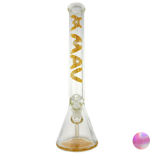 18" X 9mm Yellow Mandala Beaker Bong (Seed of Life)