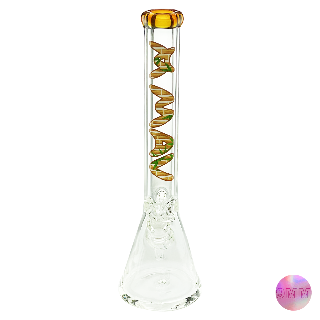 18" x 9mm bamboo gold Specialty Slab Beaker Bong