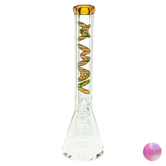 18" x 9mm bamboo gold Specialty Slab Beaker Bong