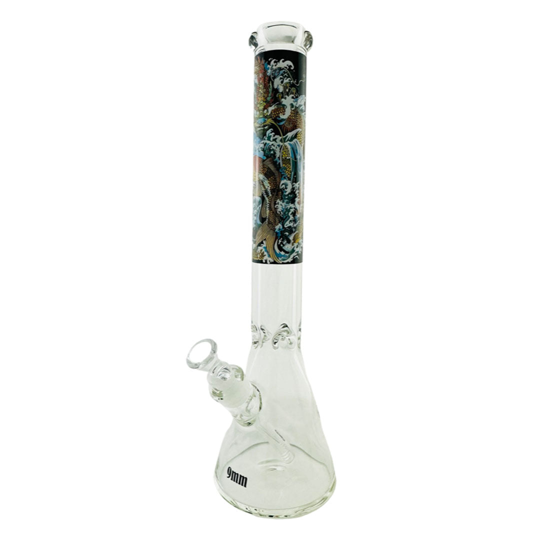 18" X 9mm The Legend of The Dragon Koi and the Hidden MAV Beaker Bong