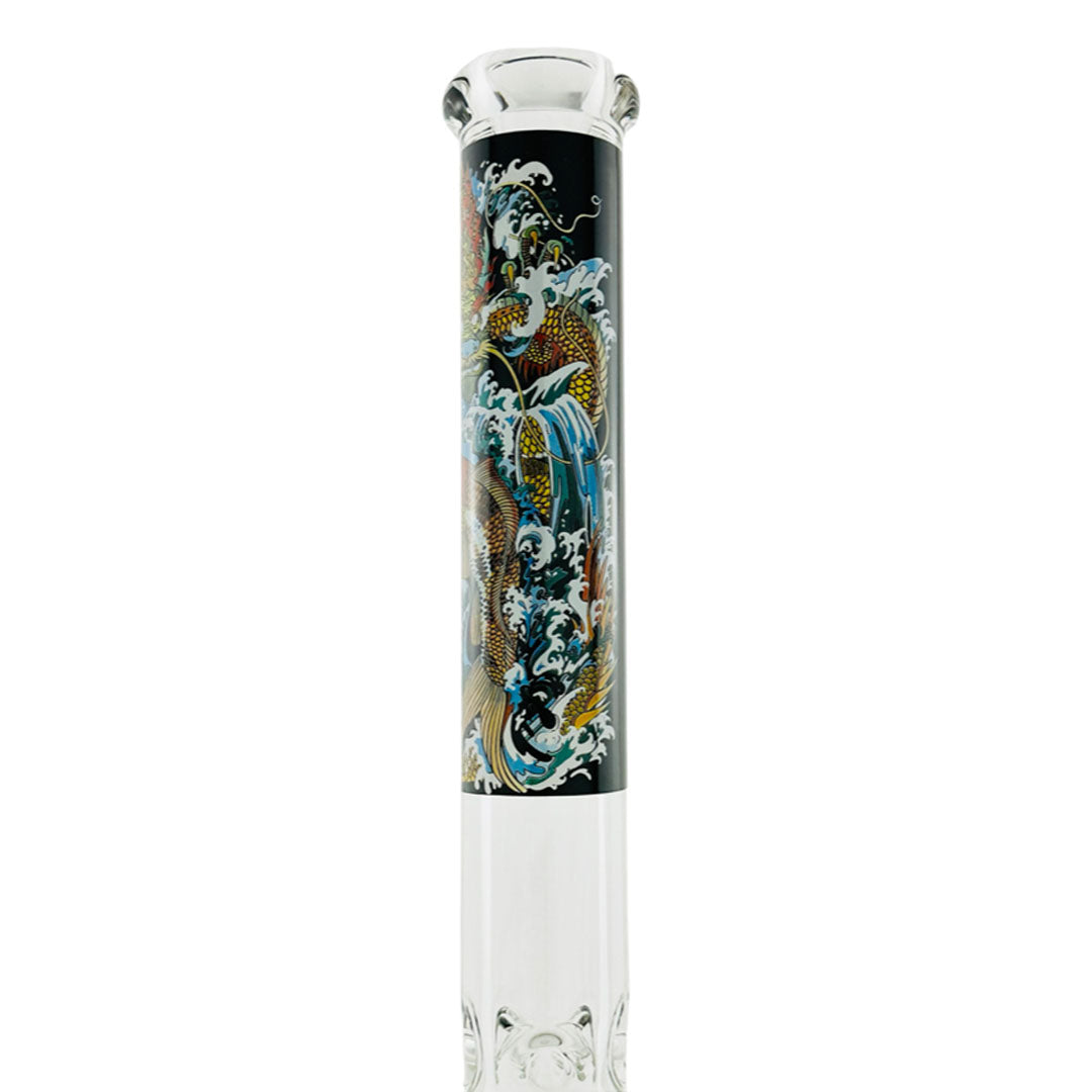 18" X 9mm The Legend of The Dragon Koi and the Hidden MAV Beaker Bong