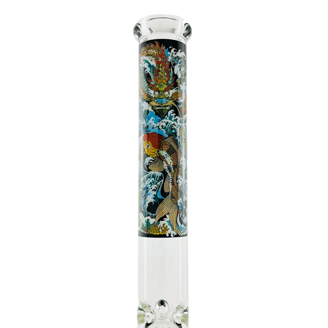 18" X 9mm The Legend of The Dragon Koi and the Hidden MAV Beaker Bong