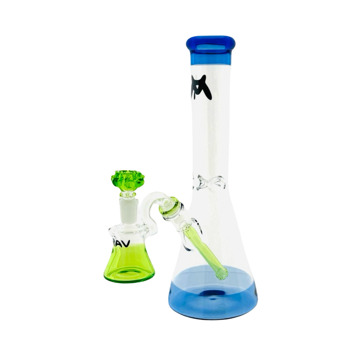 12"  blue ooze Beaker Bong + Ash Catcher bowl Combo