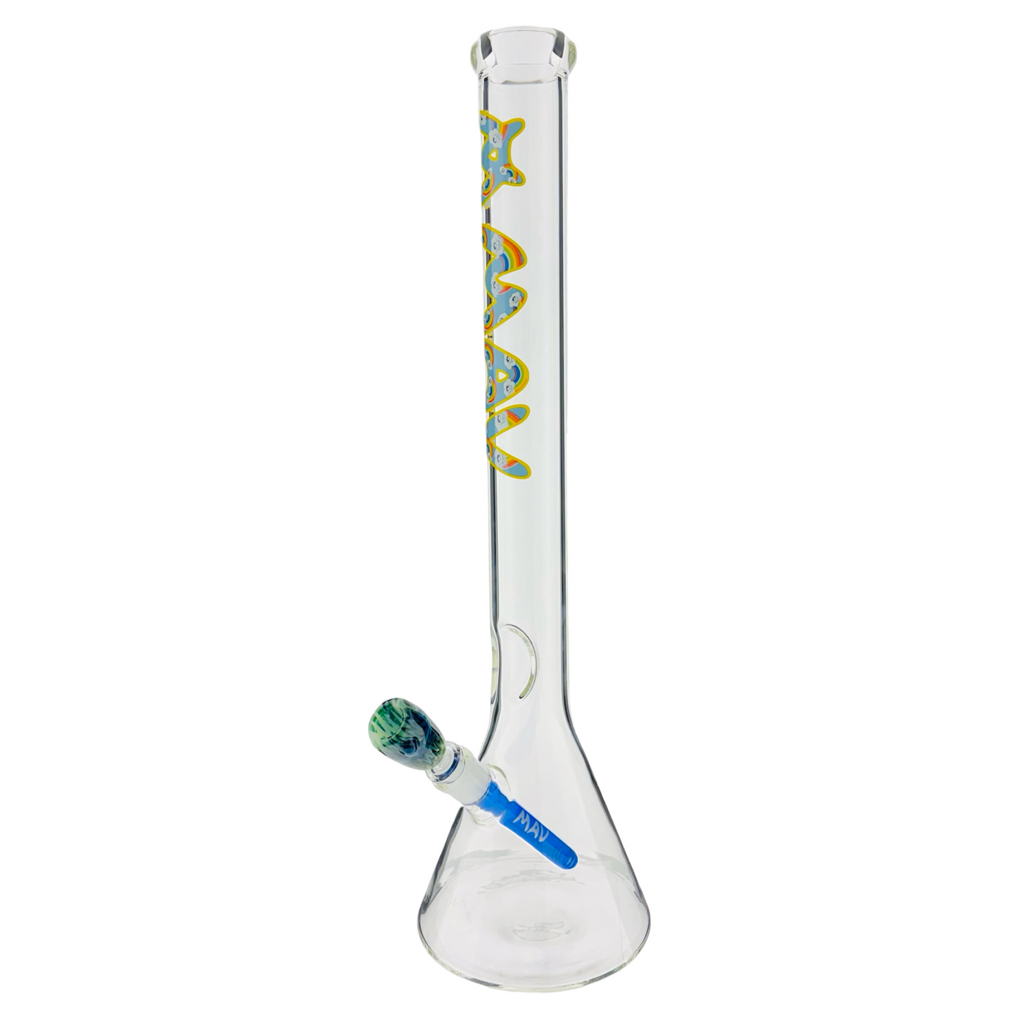 21" tall 50 by 5mm Beaker Bong Tall Neck rainbow and high clouds type