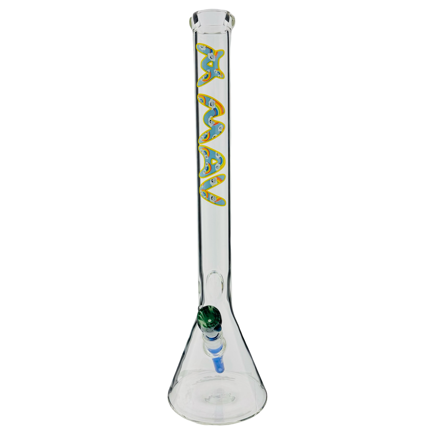 21" tall 50 by 5mm Beaker Bong Tall Neck rainbow and high clouds type