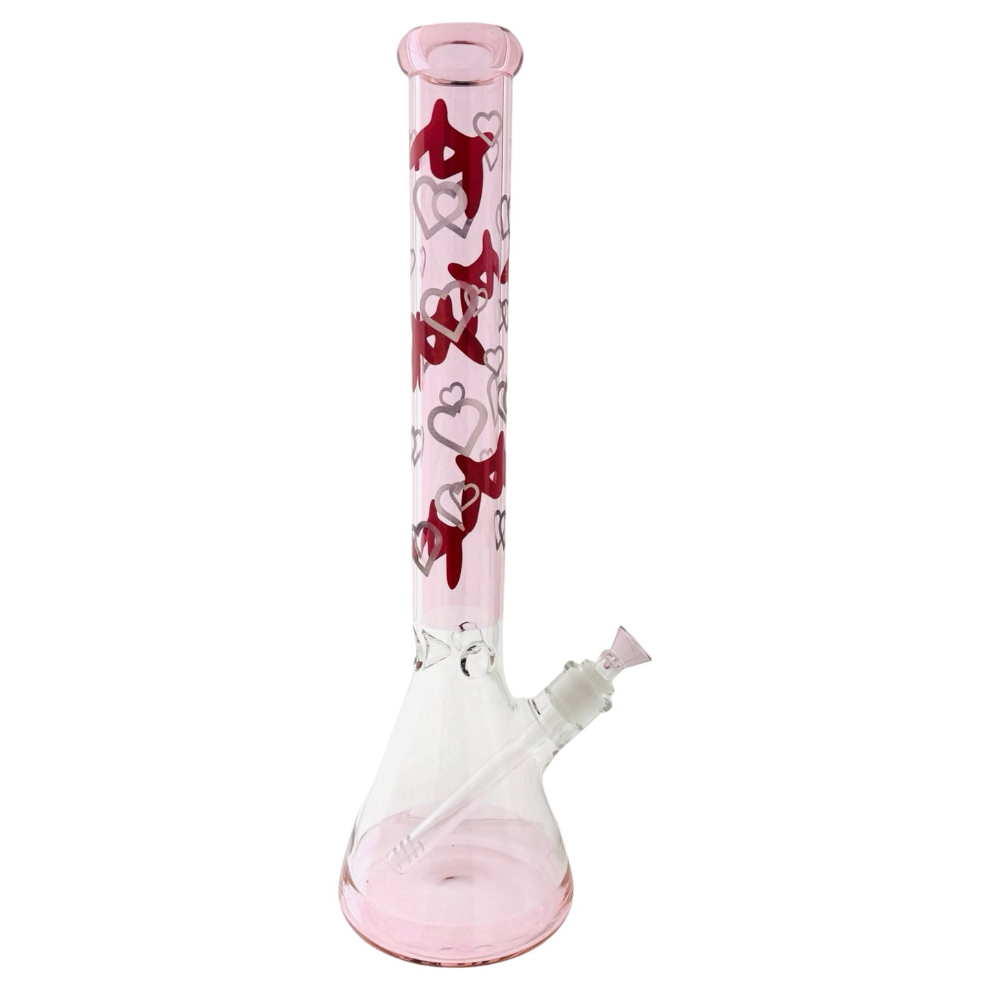 18" X 5MM ONE OF ONE Pink Love Heart Lasered Bong