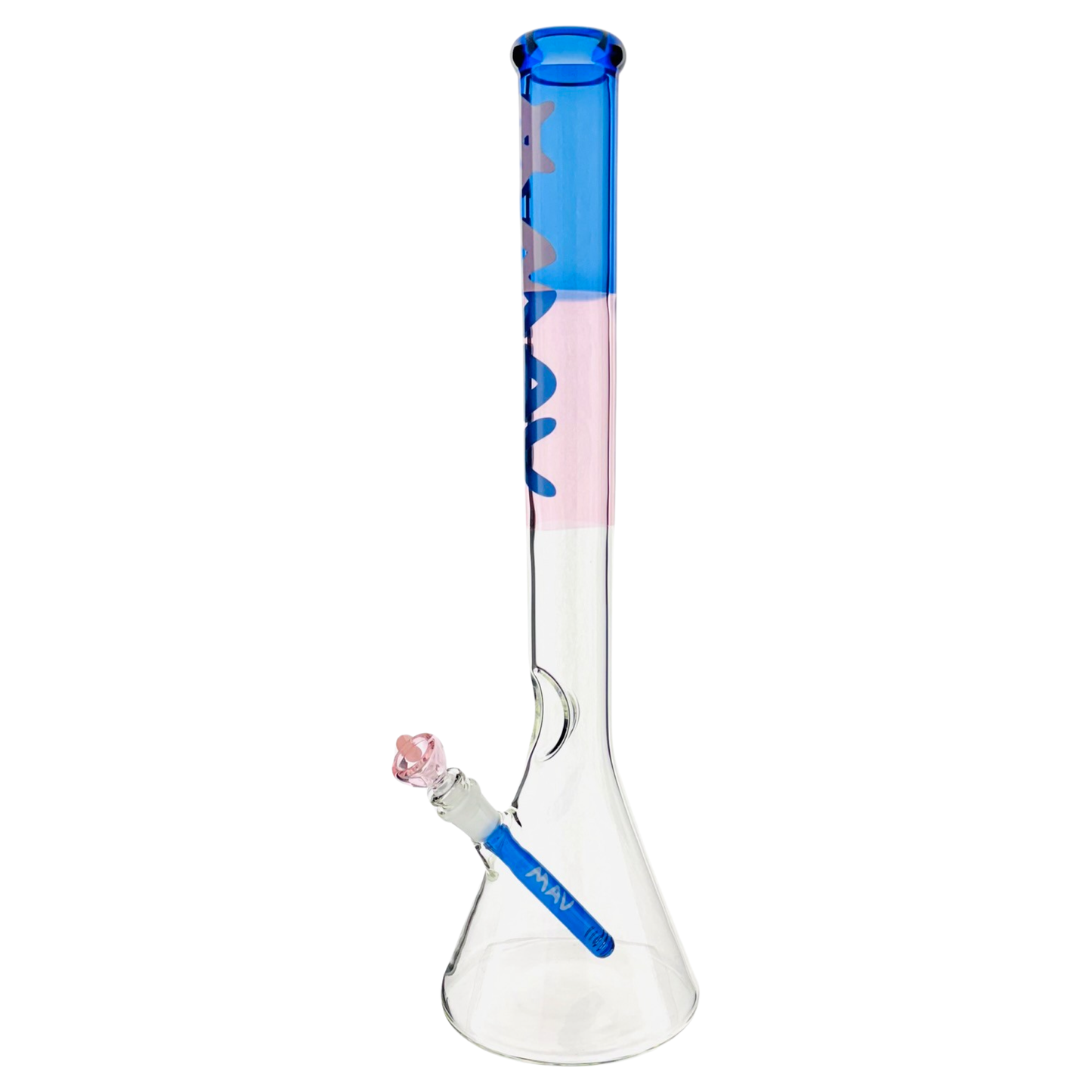 21" tall 50 by 5mm Beaker Bong Tall Neck duotone pink and to blue type