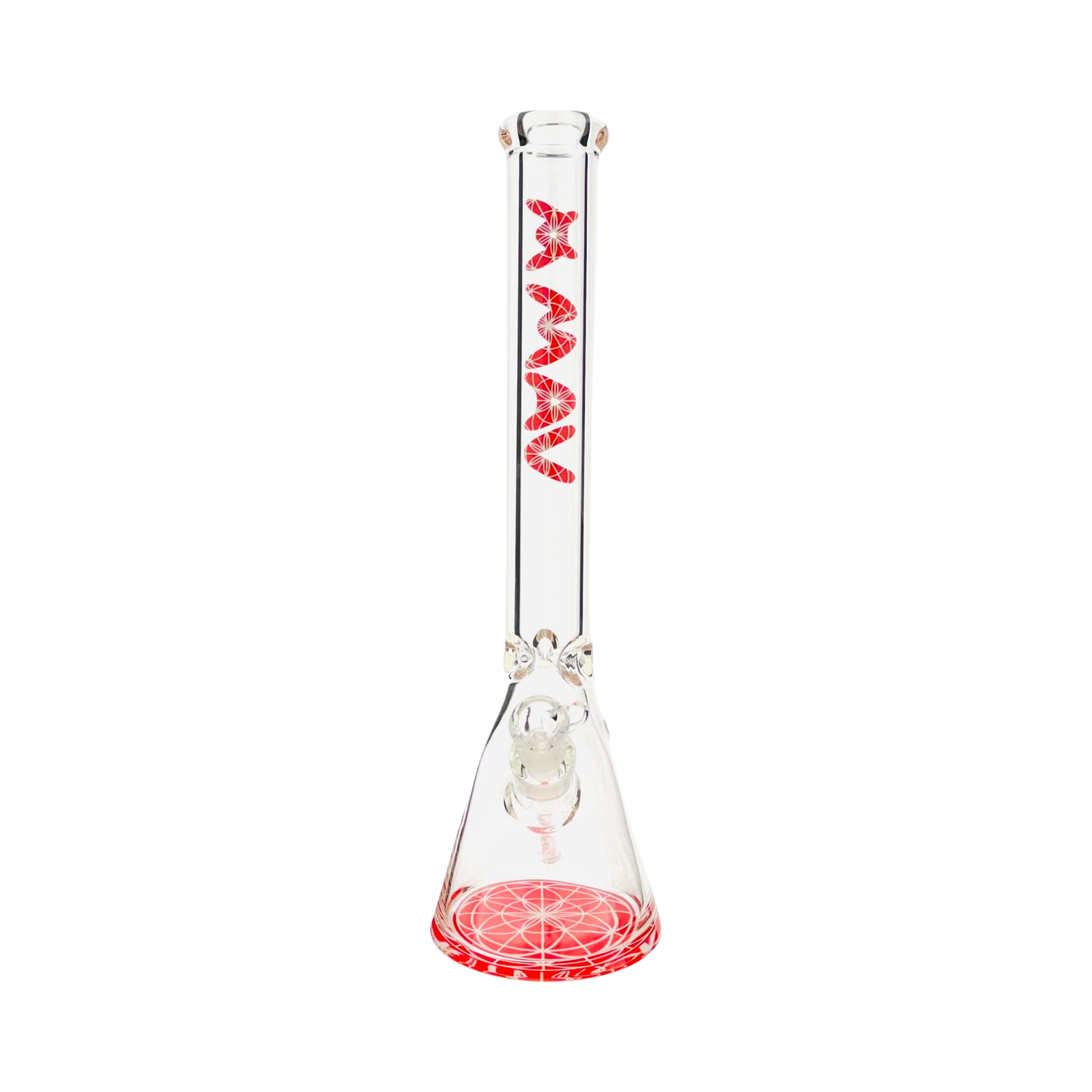 18" X 9mm Red Mandala Beaker Bong (Seed of Life)