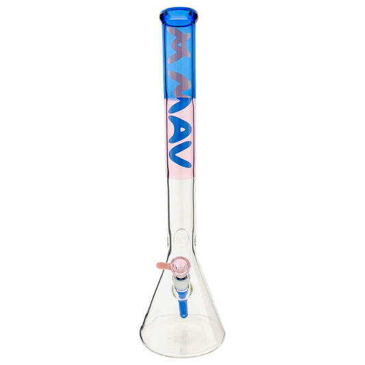 21" tall 50 by 5mm Beaker Bong Tall Neck duotone pink and to blue type