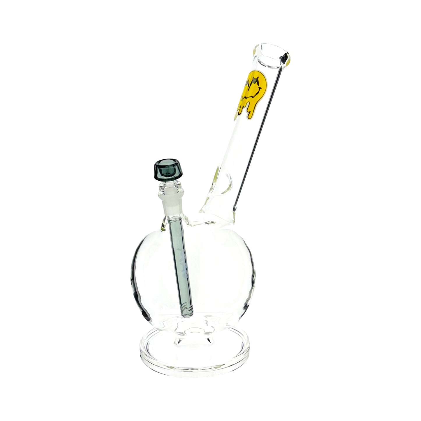 15" bubble base laidback angled neck bong drippy smiley